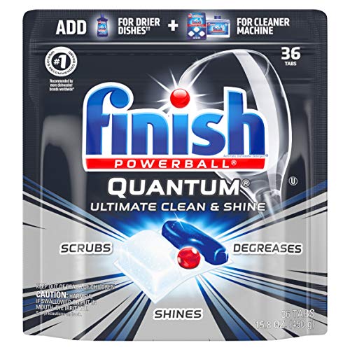 Finish Quantum Max Powerball, pastillas detergentes para lavaplatos, Ultimate Clean & Shine