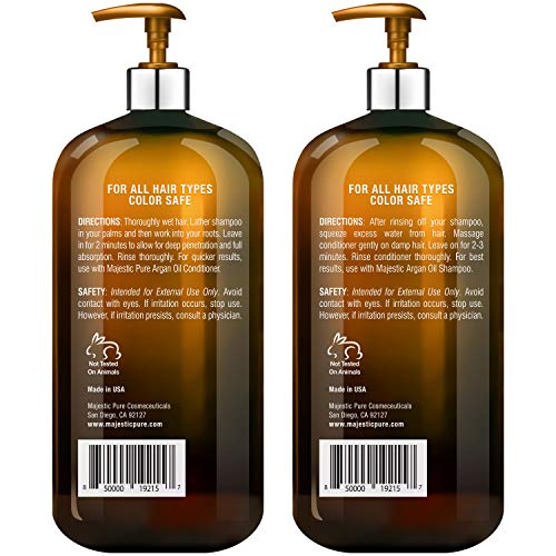 Argan Oil Shampoo and Conditioner, from Majestic Pure, Improve formula Sulfate Free, Vitamin Enriched, Volumizing & Gentle Hair Restoration Formula for Daily Use, for Men and Women, 16 fl oz Each