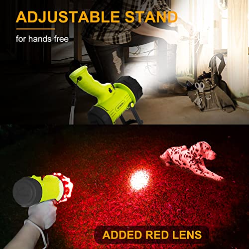 YIERBLUE - Foco recargable con LED de 20000 lúmenes, linterna de mano impermeable IP67 con filtro de luz roja desmontable, 10000 mAh de larga duración