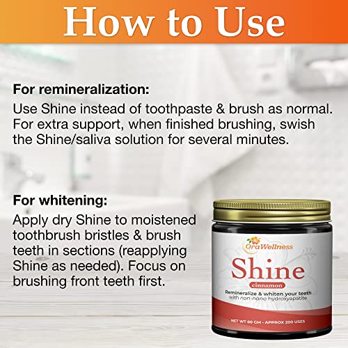 OraWellness Shine Remineralizing Natural Teeth Whitening Powder, Tooth Stain Remover and Polisher With Kaolin Clay Powder, Cinnamon