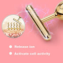 2-IN-1 Beauty Bar 24k Golden Pulse Facial Face Massager,3D Roller Electric Sonic Energy and T Shape Arm Eye Nose Head Massager Instant Face Lift,Anti-Wrinkles,Skin Tightening,Face Firming
