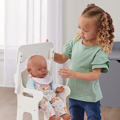 Badger Basket White Doll High Chair with Plate, Bib, and Spoon (Fits American Girl Dolls)