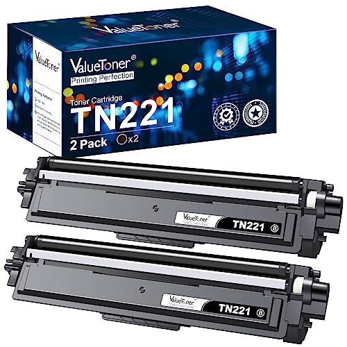 Valuetoner - Cartucho de tóner Compatible con Brother TN221BK TN221 TN 221 TN-221 para Usar con Impresora HL-3140CW HL-3150CDN HL-3170CDW MFC-9330CDW HL-3180CDW MFC-9130CW (Paquete de 2)