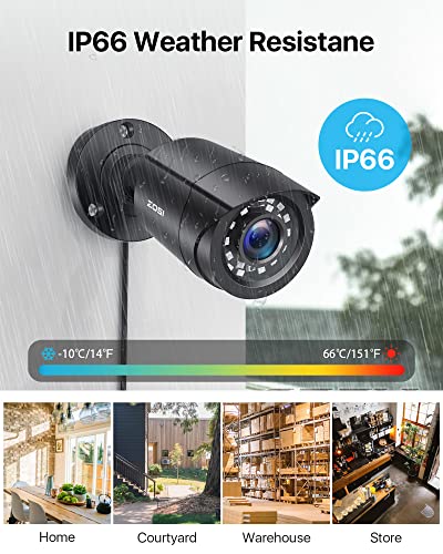 zosi 8-Channel HD-TVI 720P 1080N DVR Cámara de vigilancia de video Seguridad Kit 8 x 1280TVL Cámaras de interior exterior IR resistente a la intemperie 65 pies 20 m de visión nocturna con IR Cut sin disco duro