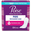 Poise Maximum Absorbency Incontinence Pads, Regular, 96 Piezas