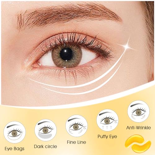 Rotus 30 Pairs Gold Eye Mask Power Crystal Gel Collagen Masks, Great For Anti Aging, Dark Circles & Puffiness
