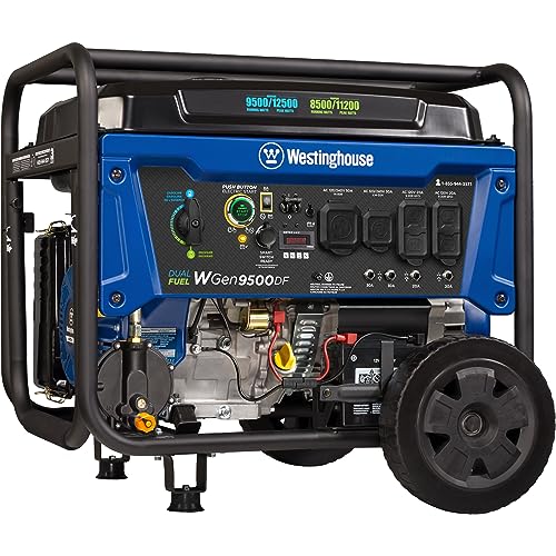 Westinghouse Generador portátil de Reserva de Combustible Dual de 12500 W, Arranque eléctrico Remoto, Interruptor de Transferencia, Alimentado por Gas y propano, Compatible con Carb