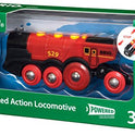 BRIO World 33592 Mighty Red Action Locomotora | Tren de Juguete a Pilas con Efectos de luz y Sonido para niños a Partir de 3 años