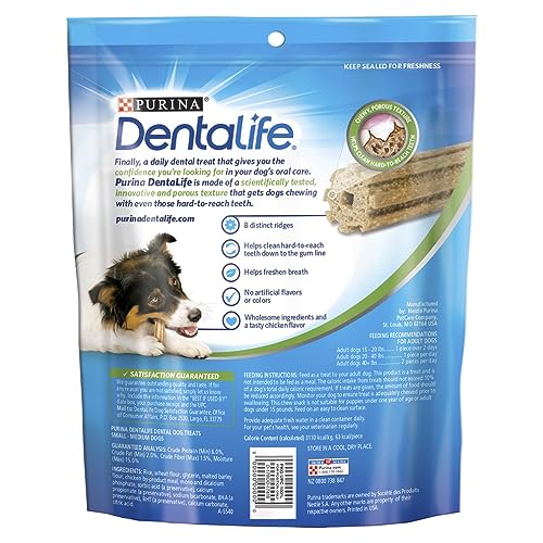 Purina DentaLife golosinas para masticar perros dentales pequeños/medianos