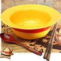 shiningsoul - Juego de 3 cuencos de paja de ONEPIECE Luffy (sombrero de paja de cerámica + cuchara de madera tallada ONEPIECE y palillos) apto para lavaplatos y microondas, buen regalo para los fanáticos del anime