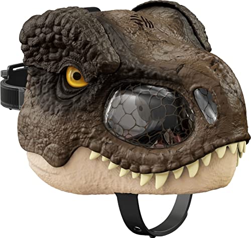 Jurassic World Dominion Tyrannosaurus Rex Chomp N Roar Mask, Costume Dinosaur Toy with Multi-Level Motion and Roar Sounds