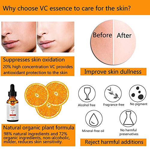 Suero natural de ácido hialurónico de vitamina C para cuidado facial hidratante+antiarrugas+antienvejecimiento+disminuir las líneas finas del cuello (30 ml)