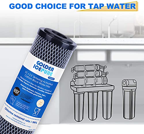 Filtro de agua de carbón activado por sinterización para toda la casa Gold Icepure, 10 pulgadas, compatible con Dupont WFPFC8002, WFPFC9001, Culligan P5-D, Filtrete mpr1000, WHCF-WHWC