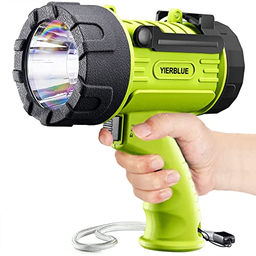 YIERBLUE - Foco recargable con LED de 20000 lúmenes, linterna de mano impermeable IP67 con filtro de luz roja desmontable, 10000 mAh de larga duración