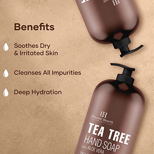Botanic Hearth Tea Tree Liquid Hand Soap - Sulfate Free Formula - Multi Purpose Hand Wash with Aloe Vera and Therapeutic Grade Tea Tree Oil, - Pump Dispenser - 16 fl oz