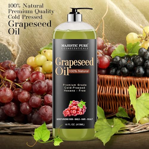 Grapeseed Oil from Majestic Pure, 100% Pure & Natural Massage and Carrier oil, 16 fl oz