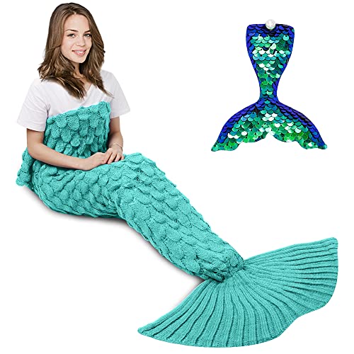 Cola de sirena manta, manta de sirena para adulto de amyhomie manta de cola de sirena, niños de algodón manta de cola de sirena para niñas