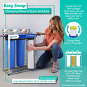 Express Water FLTWH2045K - Filtro de agua de degradación cinética - KDF de carbono catalítico de gran capacidad, filtración de metal pesado para toda la casa, 11,4 x 50,8 cm, color blanco