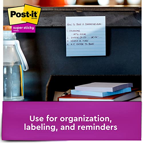 Post-it Super Sticky Pop-up Notes, 4 in x 4 in, Mulberry, Lined, 5 Pads/Pack