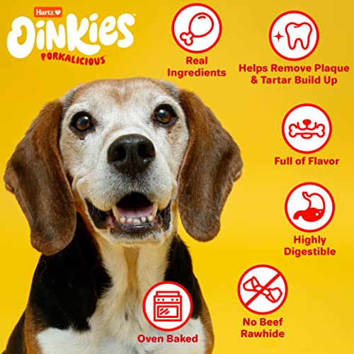 Hartz Oinkies Smoked Pig Skin Bacon Flavored Wrap Dog Treat Chews - 8 Pack