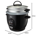 Oster CKSTRC61K-TECO Arrocera y cocina de granos, infundida con titanio, 6 tazas con bandeja de vapor, mediano/talla única, plateado/negro