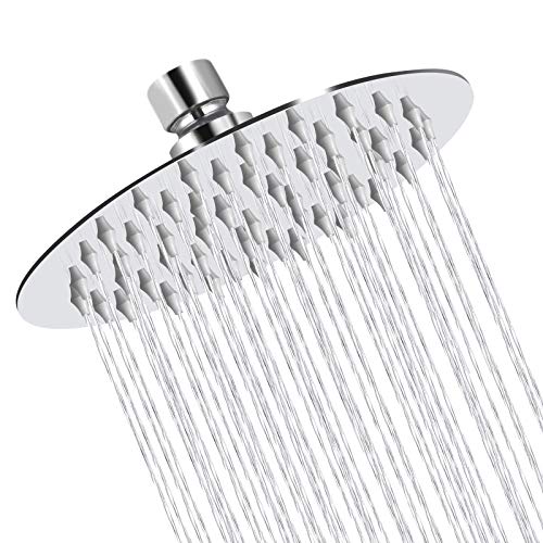 Sooreally - Cabezal de ducha de lluvia de alta presión, cabezal de ducha de acero inoxidable de 6 pulgadas, aspecto espejo, fácil instalación, ángulo de pulverización giratorio, experiencia de ducha voluptuosa, acabado cromado