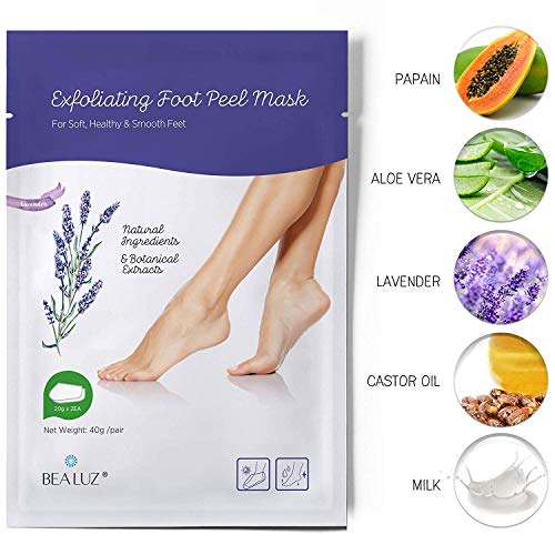 2 Pairs Foot Peel Mask Exfoliant for Soft Feet in 1-2 Weeks, Exfoliating Booties for Peeling Off Calluses & Dead Skin, For Men & Women Lavender by Bea Luz