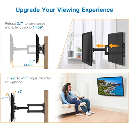 Pipishell - Soporte de pared para monitor de TV de movimiento completo, brazos articulados, giratorios, rotación de extensión para la mayoría de televisores y monitores LED LCD de 13 a 42 pulgadas, VESA máximo de 200 x 200 mm hasta 44 libras