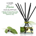 New EUCALYPTUS Scented Reed Diffuser Set REVIVE by LOVSPA Fragrances Fresh Eucalyptus, Sage, Citrus, Bamboo & Mint Great Gift for Mom, Dad, Grandma, Godmother or Aunt