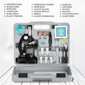 AmScope 120X-1200X 52 Piezas de microscopio para Principiantes para niños con microscopio de Cuerpo de Metal, Diapositivas de plástico, luz LED y Caja de Transporte