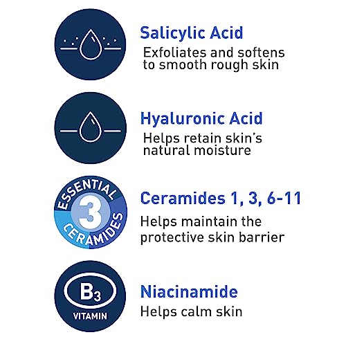 CeraVe Salicylic Acid Cleanser - 8 onzas | Renovación de lavado facial exfoliante con vitamina D para pieles ásperas y con baches | El embalaje puede variar