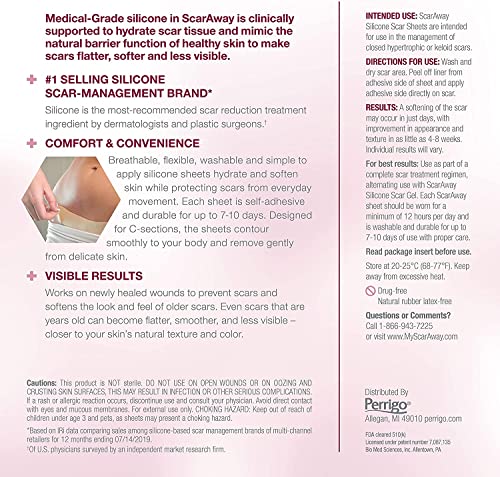 ScarAway C-Section Scar Treatment Strips, Silicone Adhesive Soft Fabric (7 X 1.5 Inch) by ScarAway