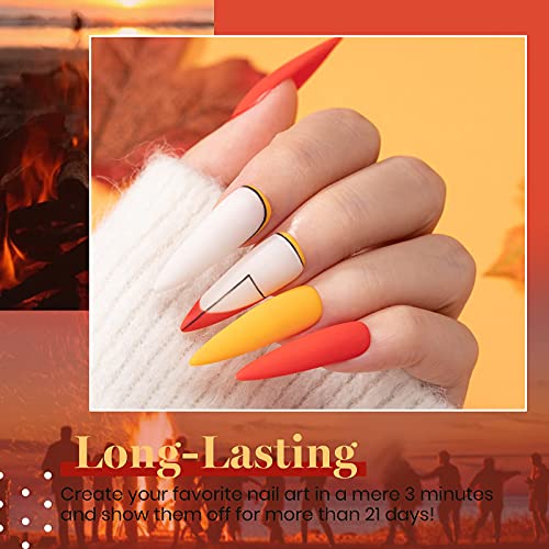 Beetles 20 Pcs Gel Nail Polish Kit-Cozy Campfire Fall Winter Orange Yellow Green Gel Nail Polish Set Colors Collection Soak Off LED Nail Lamp Base Top Coat Gel Nail Kit Christmas Thanksgiving Gifts
