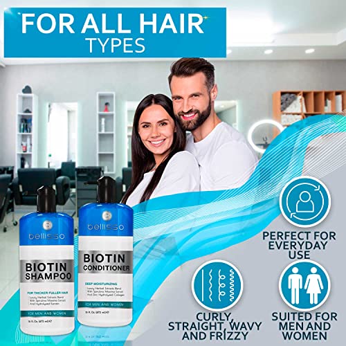Juego de champu y acondicionador de biotina para el crecimiento del cabello Tratamiento de champu para perdida de cabello grueso Champu y acondicionador para cabello seco normal graso y tratado de color