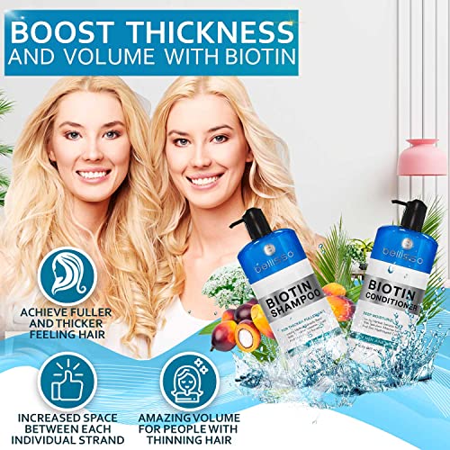 Juego de champu y acondicionador de biotina para el crecimiento del cabello Tratamiento de champu para perdida de cabello grueso Champu y acondicionador para cabello seco normal graso y tratado de color