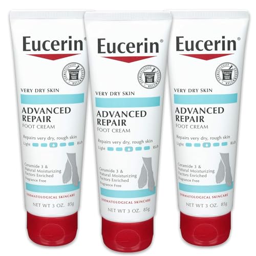 Eucerin Crema para pies intensa reparadora ligera sensación de luz 3 onzas (paquete de 3)