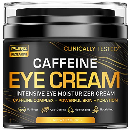 Crema de ojos con cafeína para antienvejecimiento, ojeras, bolsas, hinchazón. Gran piel debajo de los ojos + ajuste facial, tratamiento de levantamiento de ojos para hombres y mujeres, 1.7 onzas