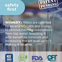 Wamery Filtro de agua de repuesto, paquete de 3 Compatible con jarra. Sistema de cartucho ionizador y purificador. Certificado NSF ANSI. Reduce el cloruro, metales duros del llave de la cocina.
