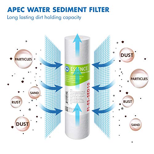 APEC Water Systems FILTER-SET-ESPH Juego de filtros de repuesto de alta capacidad para la serie Essence Sistema de filtro de agua de ósmosis inversa alcalina Etapa 1-3 y 6