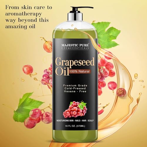 Grapeseed Oil from Majestic Pure, 100% Pure & Natural Massage and Carrier oil, 16 fl oz