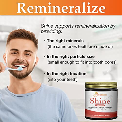 OraWellness Shine Remineralizing Natural Teeth Whitening Powder, Tooth Stain Remover and Polisher With Kaolin Clay Powder, Cinnamon
