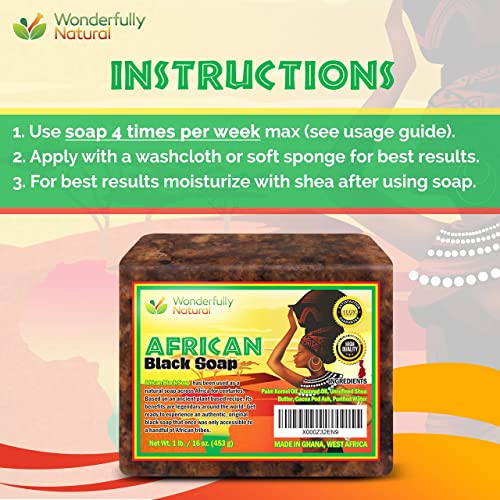 Wonderfully Natural Organic African Black Soap, 16 oz