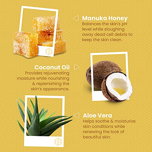 Gentle Moisturizing Organic Face & Body Wash (4 oz) Manuka Honey, Eczema, Psoriasis, Acne, Rosacea, Aloe Vera, Botanicals, No Parabens, No Sulfates, No Fragrance, Non-Allergenic by Honeyskin