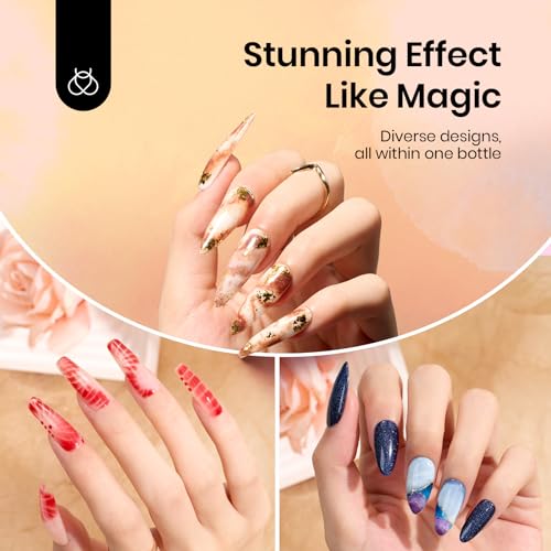 Beetles Nail Blooming Gel, 15ml Clear UV LED Blossom Gel Polish for Spreading Effect, Marble, Natural Stone, Watercolor, Floral Print Nail Art Design Manicure