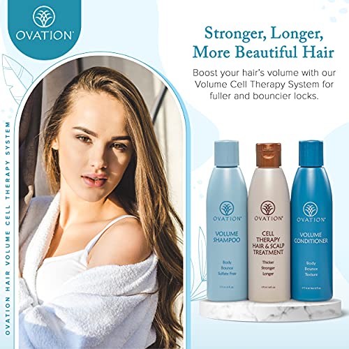 Ovation Volume Cell Therapy System - Salon Quality - Get Stronger, Fuller & Healthier Looking Hair with Natural Ingredients. Includes Volume Therapy Treatment Shampoo and Volumizing Creme Rinse