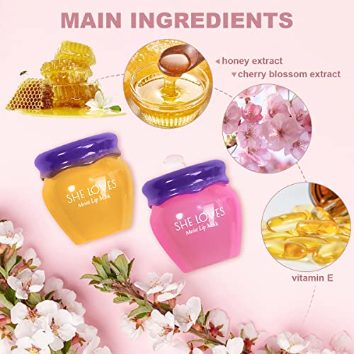 Honey&Sakura - Mascarillas de labios para reparación de día y noche, bálsamo de labios, hidratante y prevención de grietas exfoliante e hidratante, máscara de labios durante la noche, cuidado de labios y productos de reparación