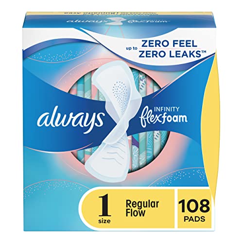 Always Infinity Size 1 Feminine Pads with Wings, Regular Absorbency, Unscented, 36 Count - Pack of 3 (108 Total Count) (Packaging May Vary)