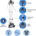 pursteam Full Size Garment Tela Steamer profesional heavy duty líder de la Industria 2.5 Litro (85 fl. oz.) tanque de agua de la Producción más de 60 min de vapor continuo con 4 Nivel vapor ajuste