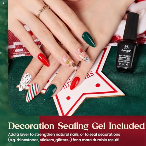 Beetles - Juego de 20 esmaltes de uñas de gel para otoño e invierno, color rojo, naranja y amarillo