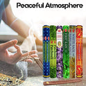 Seis aromas de incienso con quemador última intervensión, cada uno de sangre de dragón, incienso y mirra, pachulí, lavanda preciosa, primera lluvia y salvia blanca